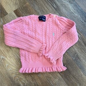 Ralph Lauren Pink Ruffle Cable Knit Sweater